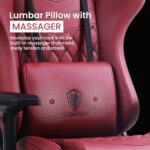 Dowinx Multi-Functional Gaming Chair, Ergonomic High Back Reclining & Height Adjustable PU Leather Computer Chairs with Massage Cushion, Neck & Lumbar Support, Armrests, Footrest (Maroon) - Image 6