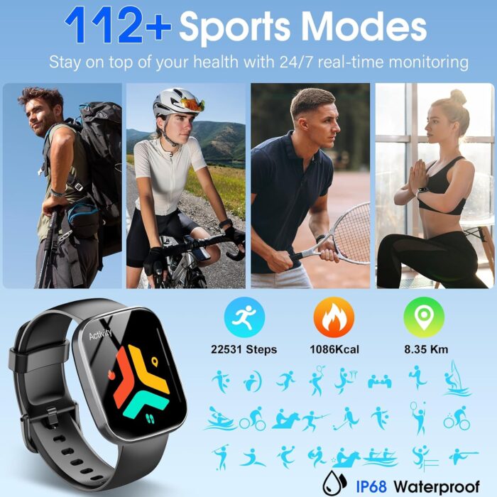 Csasan Smart Watch, 1.91" HD Screen Smartwatch for Men Women, IP68 Waterproof Activity Trackers for Android iOS - Image 4