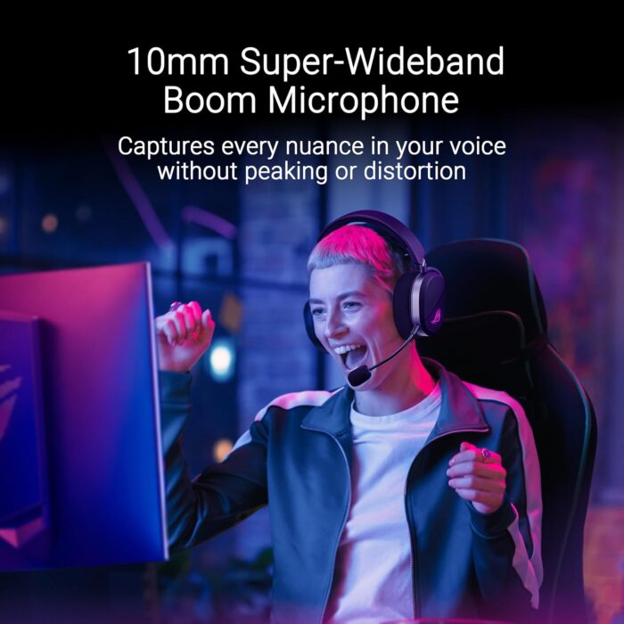 ASUS ROG Pelta Wireless RGB Gaming Headset (ROG SpeedNova, Bluetooth, 2.4GHz, USB-C, 50mm ROG Titanium Membrane Drivers, 10mm Super Broadband Boom Microphone, 309g Lightweight, Aura Sync RGB) - Image 6