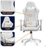 Ranqer Felix Gaming Chair – Ergonomic Office Chair with Armrests, Adjustable Backrest and Cushions, Metal Support and Stable Nylon Base, Set-up Gaming and Productivity – White - Image 5