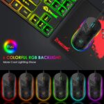 FELICON Gaming Keyboard and Mouse Combo,88 Keys Compact Rainbow Backlit Mechanical Feel Keyboard,RGB Backlit 6400 DPI Lightweight Gaming Mouse with Honeycomb Shell for Windows PC Gamers (Black) - Image 5
