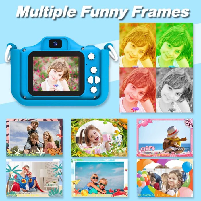 Goopow Kids Camera Toys for 3-8 Year Old Boys,Children Digital Video Camcorder Camera with Cartoon Soft Silicone Cover, Best Chritmas Birthday Festival Gift for Kids - 32G SD Card Included - Image 5
