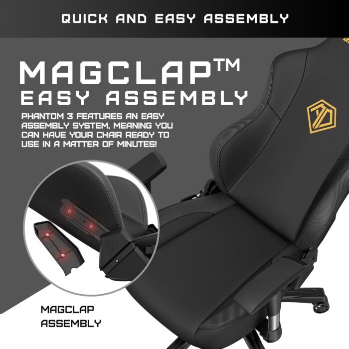 Anda Seat Unisex-Adult Phantom 3 Gaming Chair, Black, AD18Y-06-B-PVC, Large - Image 5