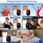 Smart Watch for Women Men, 1.85'' HD Touch Screen Fitness Tracker with Bluetooth Answer/Make Call, IP68 Waterproof with Heart Rate Sleep Monitor 100 Sports Modes for Android iOS (Black-1) - Image 4
