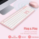 LeadsaiL Wireless Keyboard and Mouse Combo, Full-Sized Ergonomic Computer Keyboard, 2.4GHz Cordless Keyboard Silent Mouse Set with 2-in-1 USB Receiver, 12 FN Shortcuts for Windows Laptop, PC/Mac-Pink - Image 3