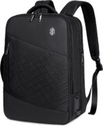 ah arctic hunter 3 in 1 Expandable Backpack 18 inch Water Resistant Travel Business Laptop Bag for Unisex with Built in USB and Headphone port, B00345 (Black PU), 30 x 15 x 41 cm (B00345-AH_BLKPU)