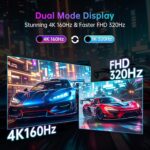 KTC 27 Inch 4K Gaming Monitor, Dual Mode UHD 160Hz & FHD 300Hz, Fast IPS, HDR 400, Adaptive Sync, HDMI 2.1 & DP 1.4, 90W Type-C, Height Vertical Adjustment PC Monitor, VESA, KVM Support, H27P6 - Image 2