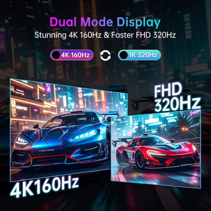 KTC 27 Inch 4K Gaming Monitor, Dual Mode UHD 160Hz & FHD 300Hz, Fast IPS, HDR 400, Adaptive Sync, HDMI 2.1 & DP 1.4, 90W Type-C, Height Vertical Adjustment PC Monitor, VESA, KVM Support, H27P6 - Image 2