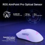 ASUS ROG Keris II Origin Ergonomic Wireless Gaming Mouse: 65-gram Design, Push-Fit Switch Socket II, Micro Switch II, SpeedNova Wireless, 2.4GHz wireless RF, Bluetooth, and wired USB - White - Image 5