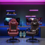 Gamtimer Gaming Chair, Ergonomic Computer Chair with Footrest and Lumbar Support, Breathable PU Leather, Large Gaming Chair, Height-Adjustable 360 Degree Swivel Chair (Pink) - Image 2
