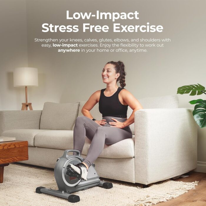 Sunny Health & Fitness Dual Function Under-Desk Bike Trainer at Home, Mini Exercise Machine for Senior Training, Arm/Leg Cardio Cycle Workout - Image 4