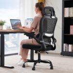 Ergonomic Office Chair with Lumbar Support - Adjustable Computer Desk Chairs for Home Office, Gaming, and Work - Comfortable and Supportive Desk Chairs for Adults (Black) (Light Black)