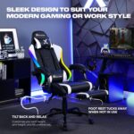 X Rocker Achiever PC Video Gaming Chair, RGB LED Lighting, Adjustable Ergonomic Office Desk Chair for Computer Gamers with Wheels, Black & White - Image 5