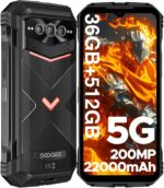 DOOGEE V MAX Plus 5G Triple Defence Phone, 36GB+512GB, 200MP Triple Camera + 20MP Night Vision, 6.58" FHD+ 120Hz, 22000mAh/33W, Tenguet 7050, Android 14, IP68IP69K All Terrain Phone, NFC/WiFi6 (Black)