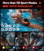 HIRREO Military Smart Watch for Men, 1.85'' HD Large Screen Smartwatch, Flashlight/IP68 Waterproof/800mAh/Pedometer/100+ Sports Fitness Tracker, Mens Smart Watches for Android iPhone Compatible - Image 9