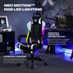 X Rocker Achiever PC Video Gaming Chair, RGB LED Lighting, Adjustable Ergonomic Office Desk Chair for Computer Gamers with Wheels, Black & White - Image 4