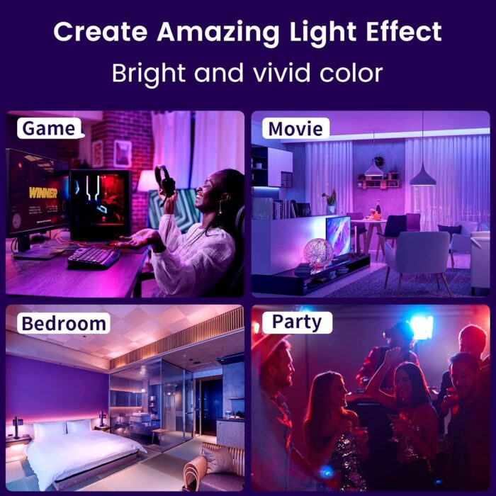 Bonlux Smart LED Light Bar, RGB Bar Lamp USB Ambiance Gaming Lights with Multiple Lighting Effects and Music Modes for Room, PC, PC Accessories, Desk Mood App Control - Image 6