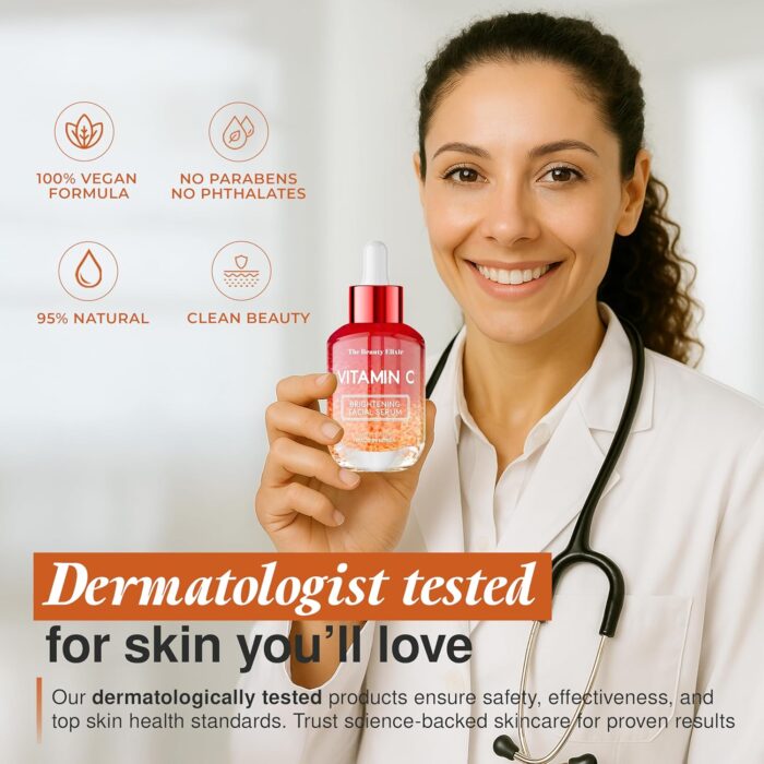 Vitamin C Brightening Facial Serum - Anti-Aging Skincare Hydrating Nourishing Radiant Complexion - All Skin Types - Lightweight Natural Ingredients - Vegan, Paraben & Cruelty Free - 1.69 Fl. Oz - Image 5