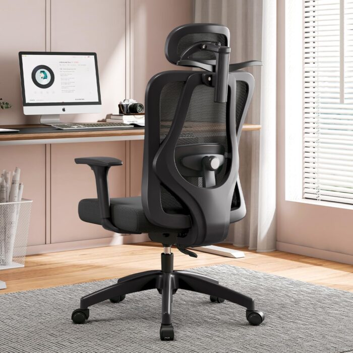 Ergonomic Office Chair, Computer Chair, Adjustable Desk Chairs with 2D Lumbar Support 3D Armrests Headrest, 135° Rocking Backrest, High Back Breathable Mesh Reclines Chairs for Office Study Gaming - Image 2