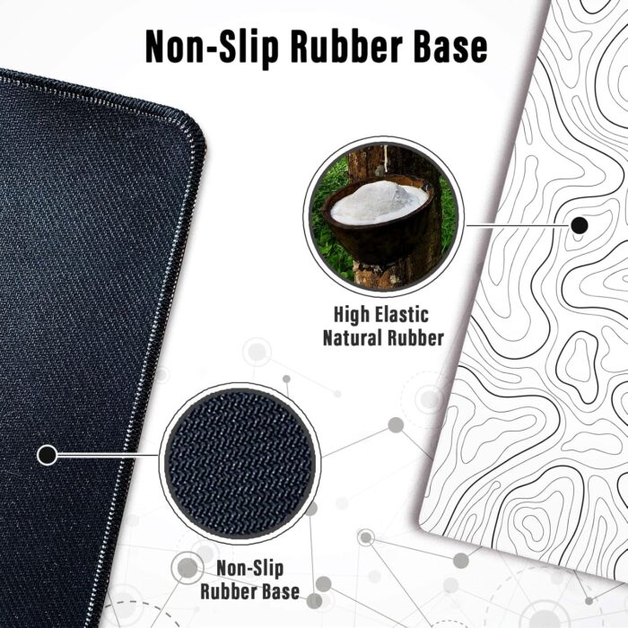 Ovenbird Large Gaming Mouse Pad with Stitched Edges, Minimalist Topographic Map Desk Mat, Extended XL Mousepad with Anti-Slip Base, Cool Desk Pad for Keyboard and Mouse, 31.5 x 11.8 in, White - Image 6