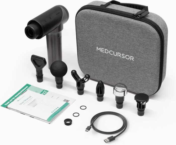 Medcursor Massage Gun Deep Tissue Percussion Muscle Mini Massager for Pain Relief, Handheld Electric Body Massager Sports Portable Super Quiet Brushless Motor, Grey - Image 5