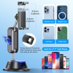 Car Photography Phone Holder Phone Mount, Suction Cup Car Phone Holder, Universal 360° Rotation Anti-Shake Metal Car Phone Holder for Video Recording & Navigation, Applicable for iPhone Samsung, Black - Image 7