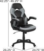Flash Furniture X10 High-Back LeatherSoft Racing Style Gaming Chair with Flip-Up Arms, Ergonomic Padded Swivel Computer Chair, Gray/Black - Image 3