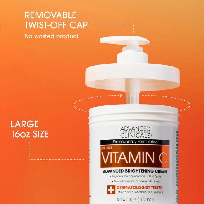 Advanced Clinicals Retinol Body Lotion + Brightening Vitamin C Cream 2pc Skin Care Set | Skin Tightening Body Moisturizer & Face Lotion | Crepey Skin Care Treatment | Skin Care Products, 2pc Set - Image 11