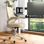 CYKOV 𝑯𝑶𝑴𝑬 𝑶𝑭𝑭𝑰𝑪𝑬 𝑪𝑯𝑨𝑰𝑹, Ergonomic Mesh Desk Chair, High Back Computer Chair- Adjustable Headrest with Flip-Up Arms, Lumbar Support, Swivel Executive Task Chair (Modern, Beige)