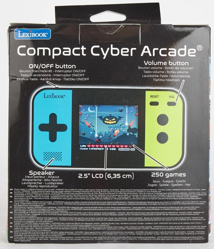 Lexibook - Compact Cyber Arcade Portable Console, 250, Child and Teen Video Games, LCD Display, Battery, Black/Blue/Green, JL2377 - Image 10