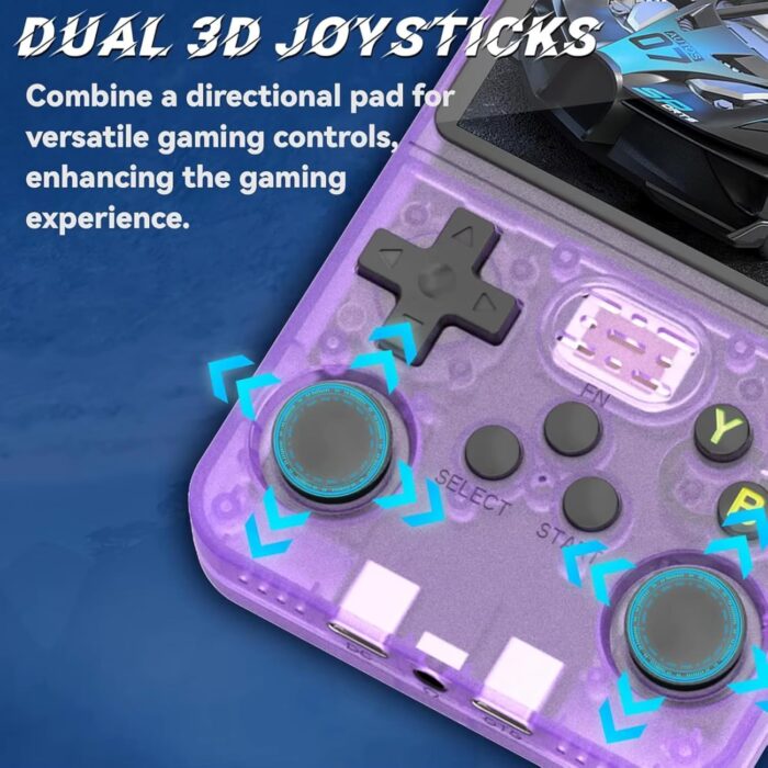 R36s Retro Handheld Game Console,3.5-in 640*480 IPS OCA HD MIPI Screen, 3200mAh OpenSource Linux System RK3326 and 1500 Games, Built-in 64GB TF Card Portable Video Gaming Console (Purple) - Image 4