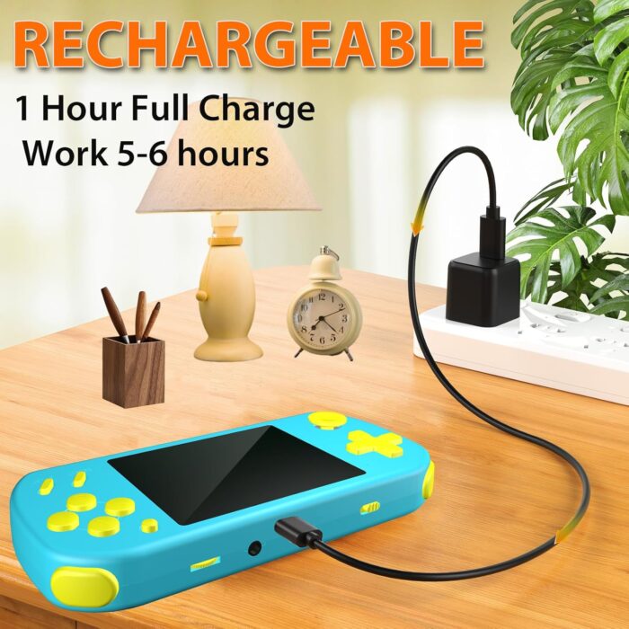Handheld Games for Kids Adults with Built in 268 Classic Retro Video Games,3.0'' Color Screen Rechargeable Portable Arcade Gaming Player,Boys Girls Travel Electronics Toys Birthday Gift (A-Blue) - Image 3