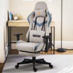 BAYBEE Drogo Multi-Purpose Ergonomic Gaming Chair with 7 Way adjustable Seat with 3D Armrest, Fabric, Head & USB Massager Lumbar Pillow, Office Desk Chair with Full Recliner Back & Footrest(Grey)