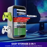 BGGCHEECA OYO-1【15.8INCH】 game Storage Tower Compatible with PS5/ Xbox Series S & X/ Switch, Universal Video Games Discs Organizers 18 PCS with 4 Controllers Holder, Game Disk Box Stand.(White/Black) - Image 6