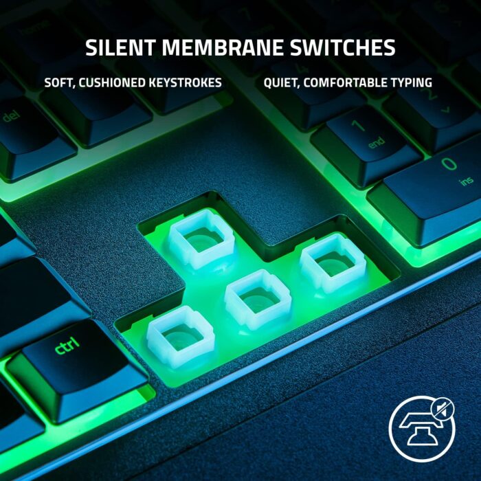 Razer Ornata V3 X Gaming Keyboard: US Layout, Low-Profile Keys, Silent Membrane Switches, UV-Coated Keycaps, Spill Resistant, Chroma RGB Lighting, Ergonomic Wrist Rest - Classic Black - Image 3