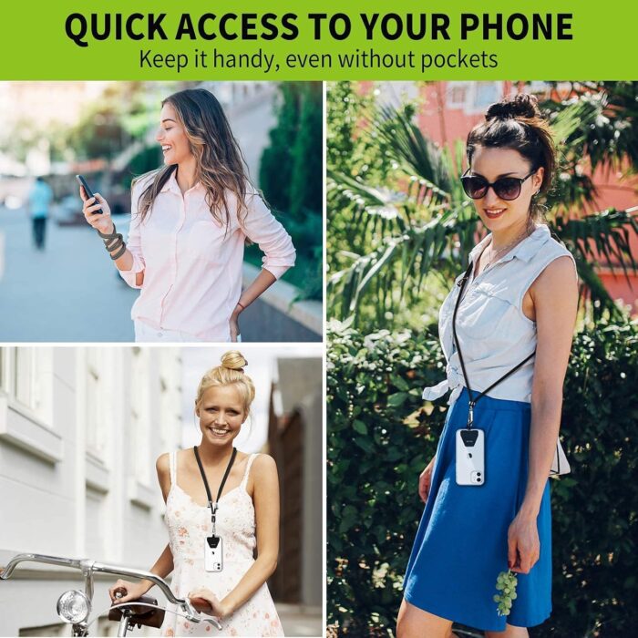 Mobile phone lanyard, universal mobile phone lanyard, with adjustable nylon neck strap, mobile phone tether belt, compatible with most smartphones, (Not including phone case)(Black) - Image 5