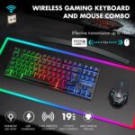 CHONCHOW Wireless Gaming Keyboard and Mouse Combo, Rechargeable 87 Key LED Light Up Keyboard Ergonomic Cordless Gaming Mouse combo Backlit Wireless set for Xbox PS4 PS4 PC Laptop (local, black set) - Image 5