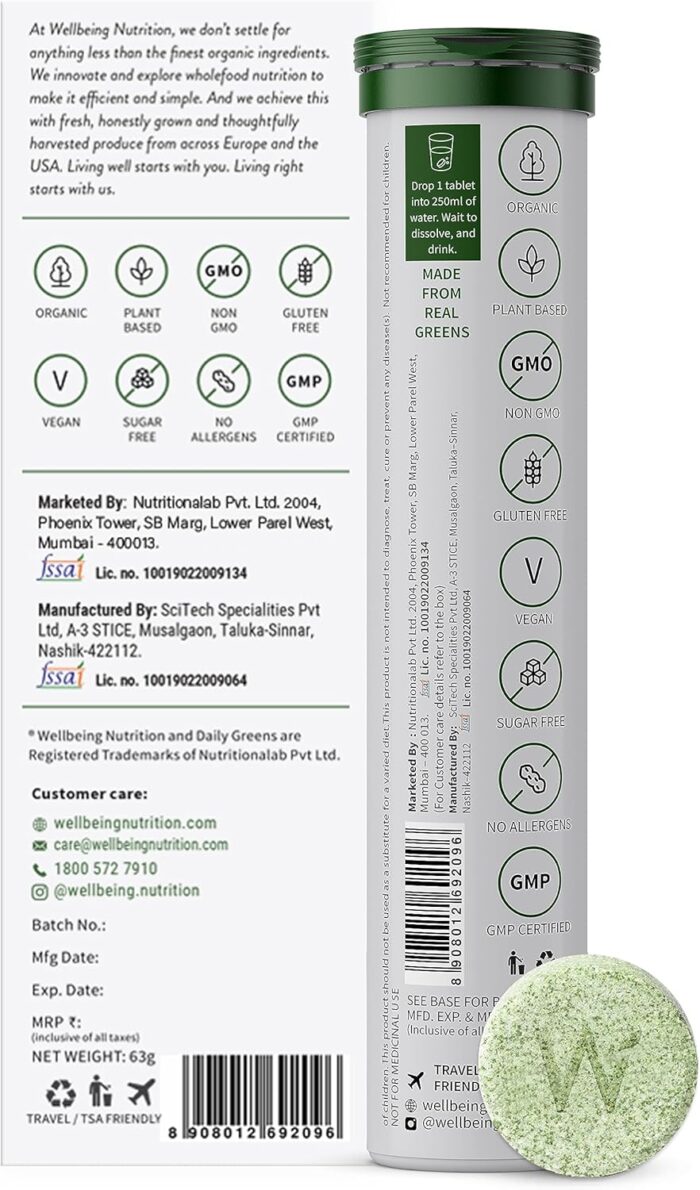 Wellbeing Nutrition Daily Greens for Immunity and Detox with 39+ Organic Certified Plant Superfoods & Antioxidants (Pack of 2) - Image 5