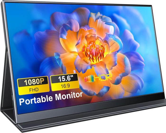 MagicRaven Portable Monitor, 15.6″ 1080P Laptop Screen, Slim Lightweight Dual USB C HDMI Second Computer Gaming Display with Speakers, Travel Monitor for PS4/5 Xbox Switch MAC PC Phone
