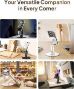 Cooper 360 Stand - Adjustable Cell Phone Stand for Desk | 360 Click-Rotating, Multi-Angle, Non-Slip Metal Base, Foldable & Portable | iPhone Stand for Desk, Cell Phone Stand Holder (Piano Black) - Image 5