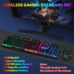 CHONCHOW USB Wireless Gaming Keyboard and Mouse Combo LED Backlit Ergonomic Mechanical Feeling Key 19 Keys Anti-ghost Rechargeable 2500mAh Battery,7D 3600DPI Mice for PC Gamer - Image 2