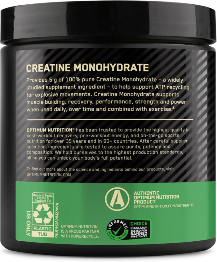 Optimum Nutrition (ON) Micronized Creatine Monohydrate Powder for Muscle Building Support - Unflavored, 300 Grams, 60 Servings - Package May Vary - Image 10
