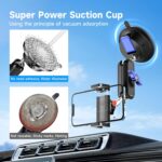 Car Photography Phone Holder Phone Mount, Suction Cup Car Phone Holder, Universal 360° Rotation Anti-Shake Metal Car Phone Holder for Video Recording & Navigation, Applicable for iPhone Samsung, Black - Image 2