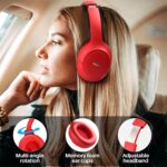 TOZO HT2 Hybrid Active Noise Cancelling Headphones, Wireless Over Ear Bluetooth Headphones, 60H Playtime, Hi-Res Audio Custom EQ via App Deep Bass Comfort Fit Ear Cups, for Home Office Travel Red - Image 8