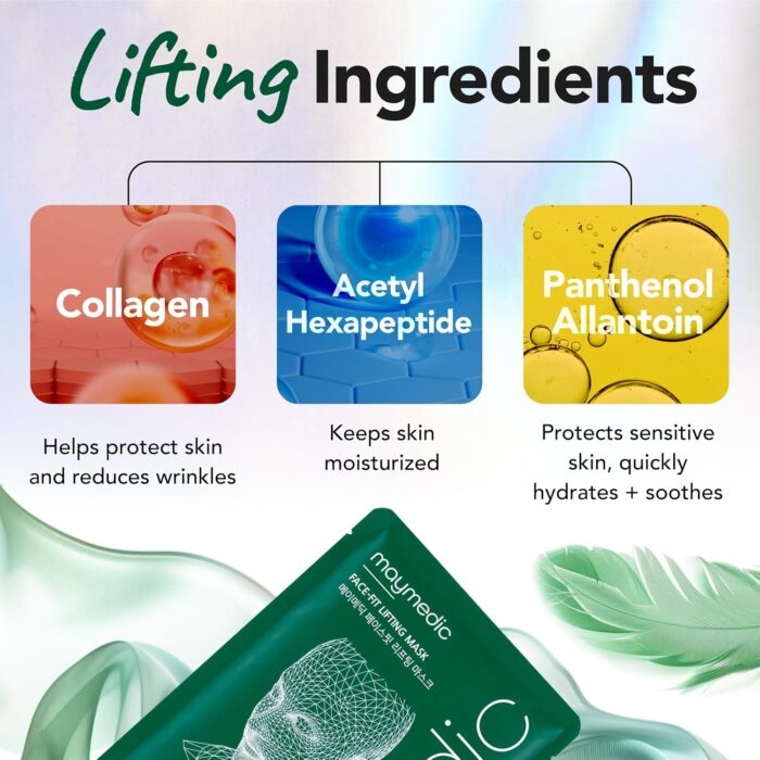 MAYMEDIC Korean Face Sheet Mask with Collagen - Natural Beauty Skincare For All Skin Types - Firming Mask for Women & Men - Image 3