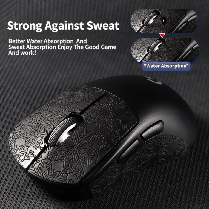OSHIMA Anti Slip Mouse Tape, Superlight Wireless Gaming Mouse Skin for Logitech G Pro X Superlight Superlight 2 Wireless Gaming Mouse Skins Snow Pattern Sweat Resistant Cut to Fit Easy to Apply - Image 3