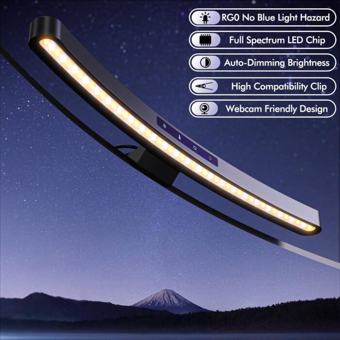 Quntis Curved Monitor Light Bar with Remote &Touch, Auto Adjustable Brightness and Colour Temperature Eye-Care USB Computer Lamp with Multifunction Shelf Screen Light Bar, No Glare Home Office Gaming - Image 7