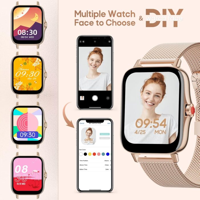 ZKCREATION Smart Watch for Men Women Call Answer/Dial Watch Digital Fitness Smartwatch for Android iOS Touch Screen Blood Pressure Watch Activity Tracker with Heart Rate Sleep Monitor (Rose Gold) - Image 3