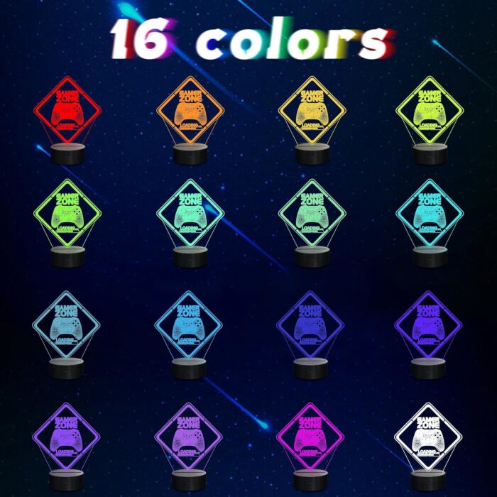 NALACAL Gamepad 3D Illusion Night Light - LED Lamp with 16 Colors, Touch and Remote Control - Ultimate Gamer Gift for Teens, Men, and Boys - Stylish Game Room Decor - Image 2