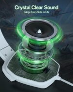 NUBWO N16 Gaming Headsets for Xbox, PS5, PS4, PC, NS, Mac - Over Ear Headphones with Microphone, Stereo Sound, Wired Headet with 3.5mm Audio Jack (White Green) - Image 3